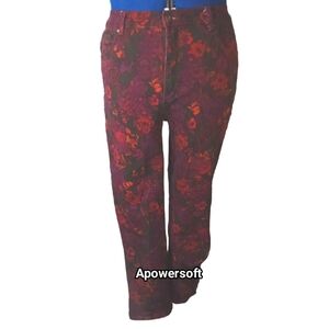 Floral Stretch Straight-Leg Jeans